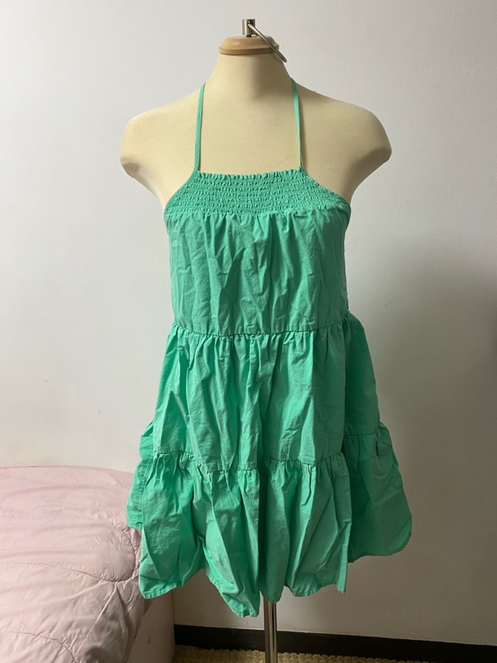 American Eagle Outfitters Mint Green Halter Tiered Dress